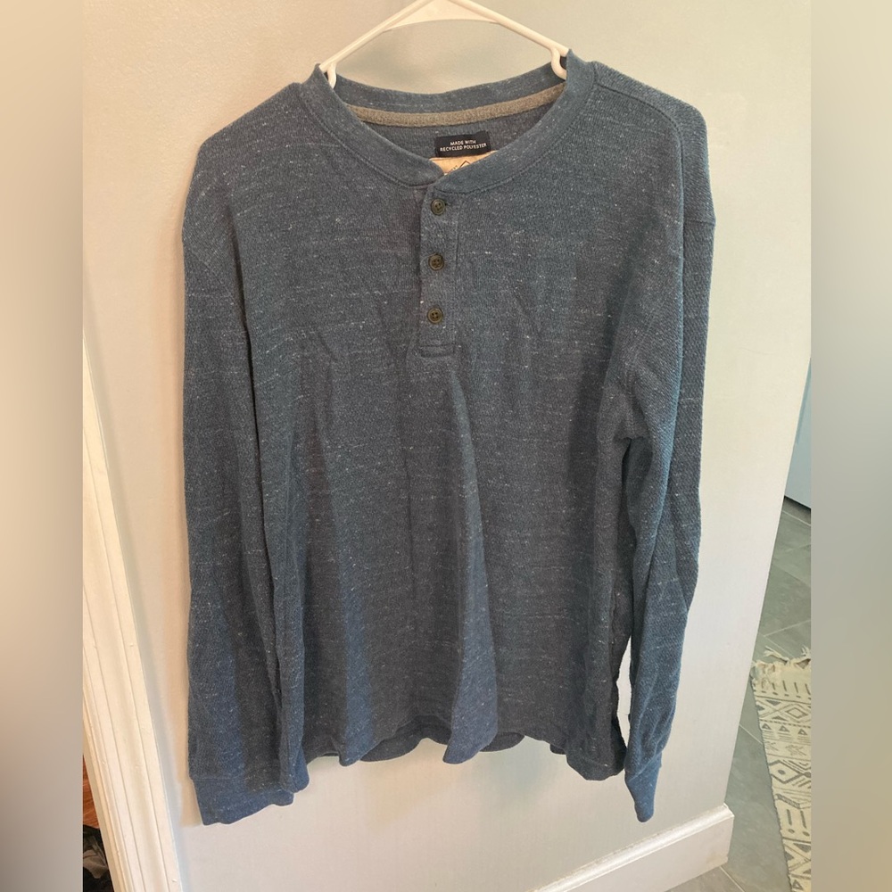 St. John's Bay Blue Thermal Long Sleeve Shirt - Men's Large